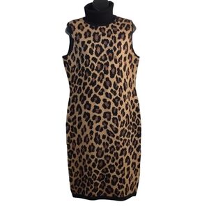 Gabrielle Union Sweater Dress Sleeveless Turtleneck Black/Brown Leopard …